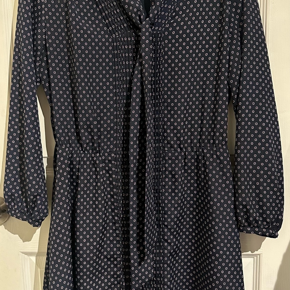 Banana Republic Black Dress with Purple Floral Pattern